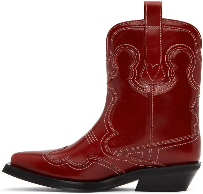 GANNI Burgundy Western Boots