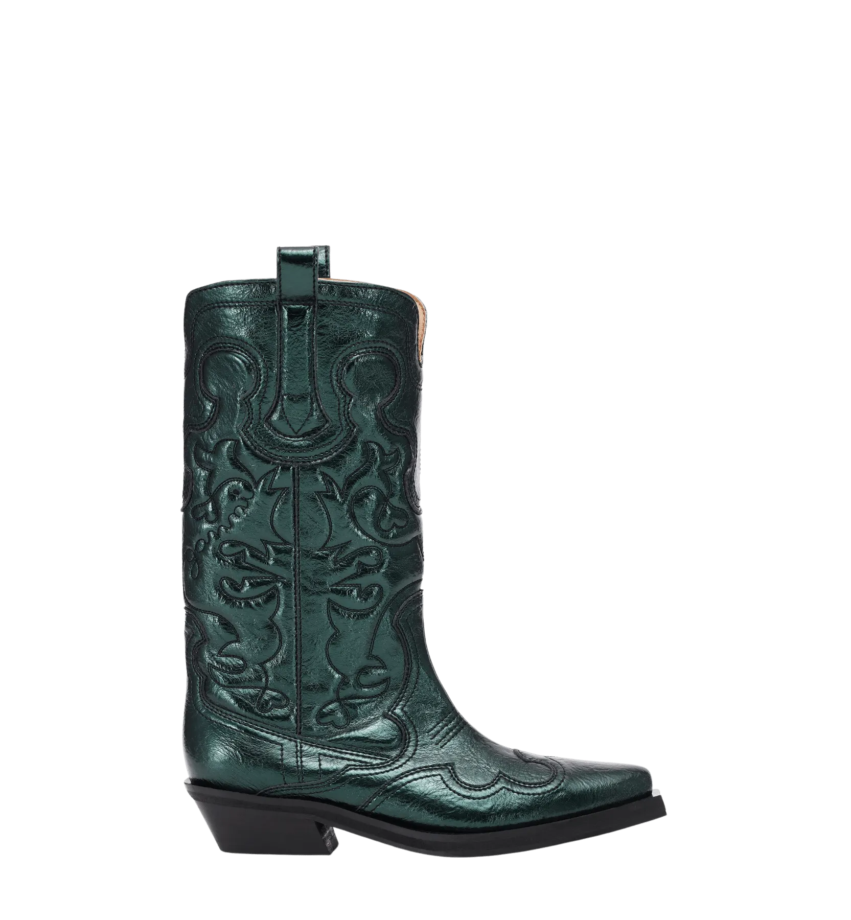 GANNI Mid Shaft Western Metallic Boots