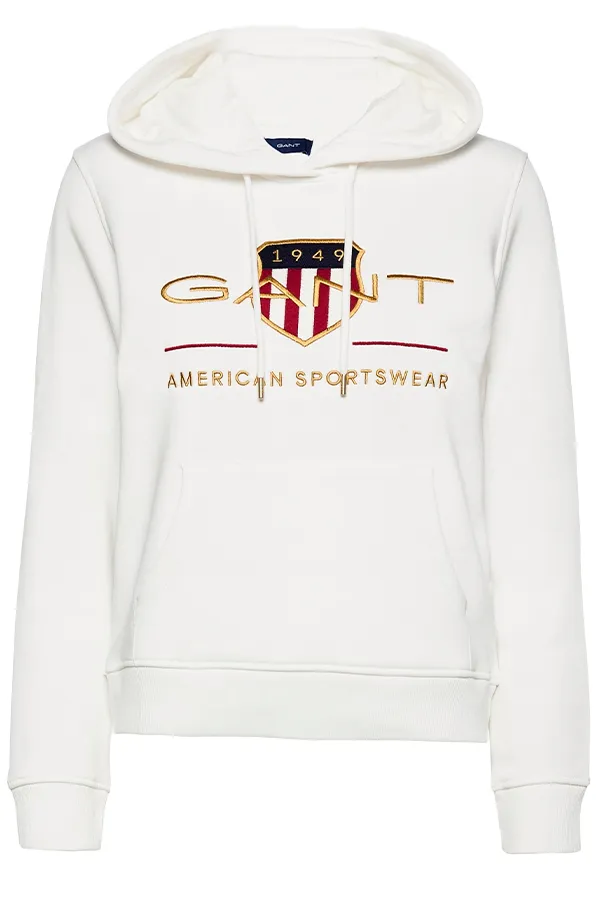 GANT Women Gold Shield Hoodie Eggshell