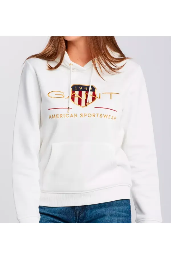 GANT Women Gold Shield Hoodie Eggshell