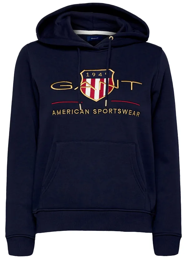 GANT Women Gold Shield Hoodie Navy