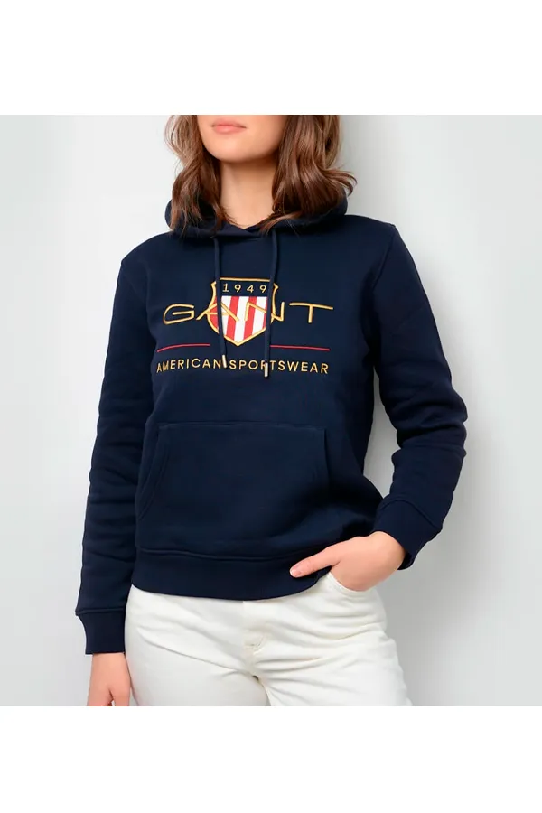 GANT Women Gold Shield Hoodie Navy