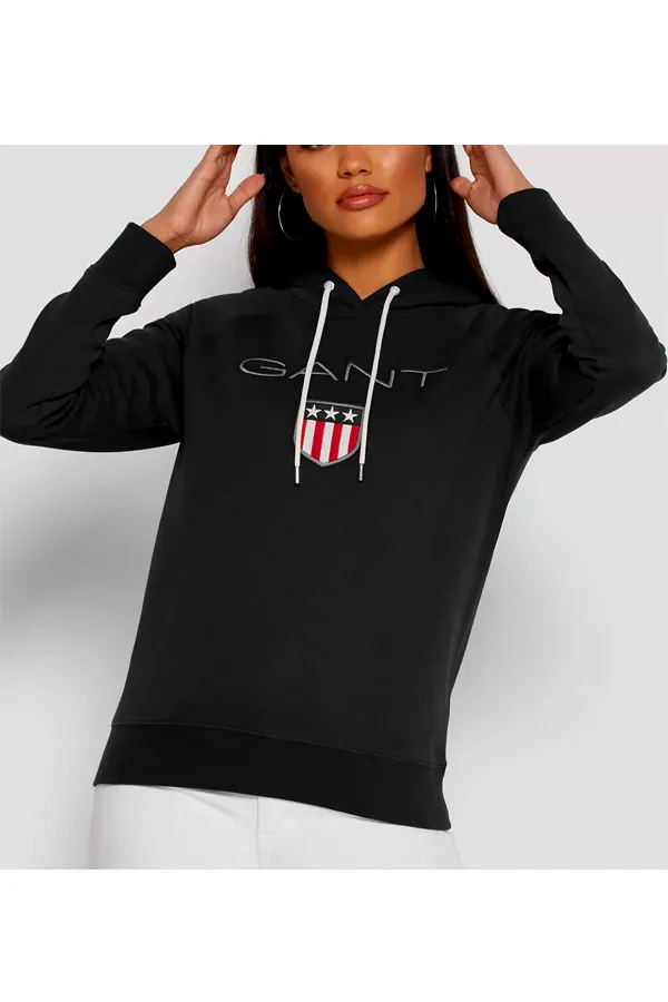 GANT Women Shield Logo Hoodie Black