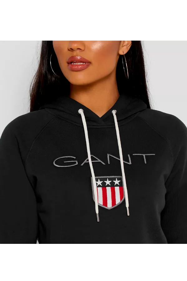 GANT Women Shield Logo Hoodie Black