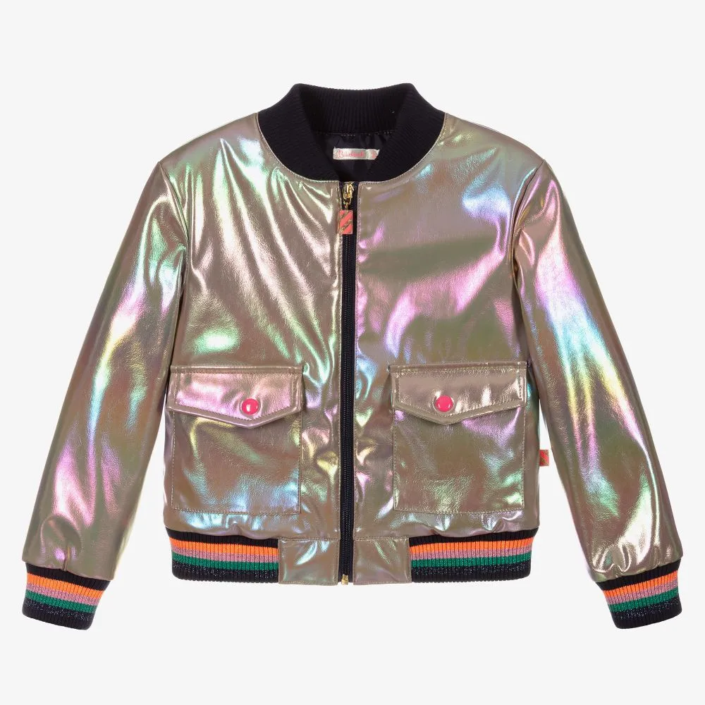 Girls Gold Bomber Jacket