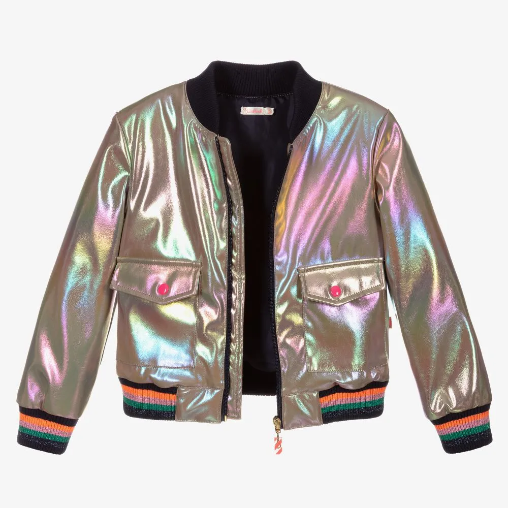 Girls Gold Bomber Jacket