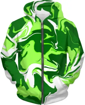 Green Psychedelic Spill Zip-Up Hoodie