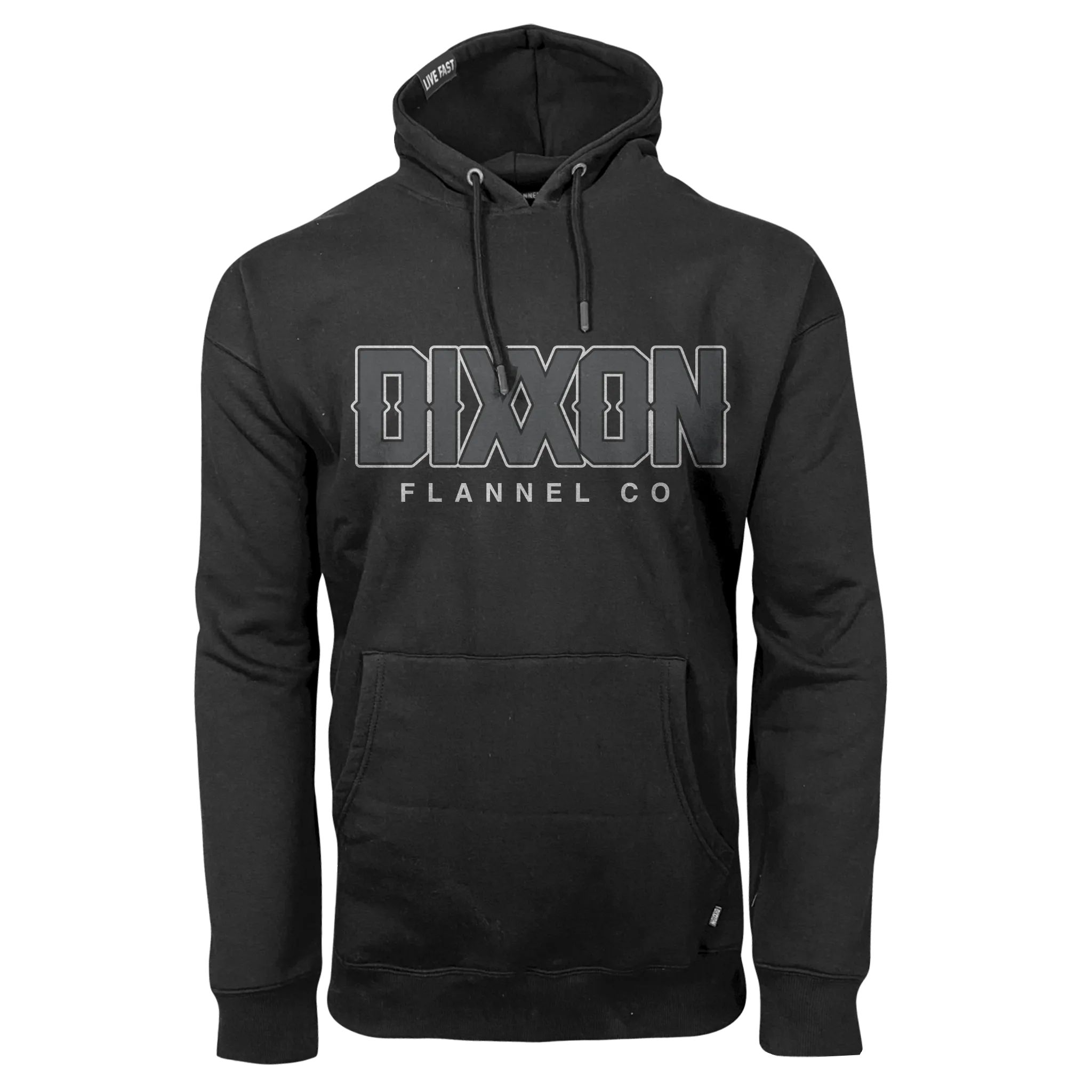 Grey Box Font Pullover Hoodie - Black