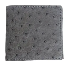 Grey Genuine Ostrich Skin Leather Wallet