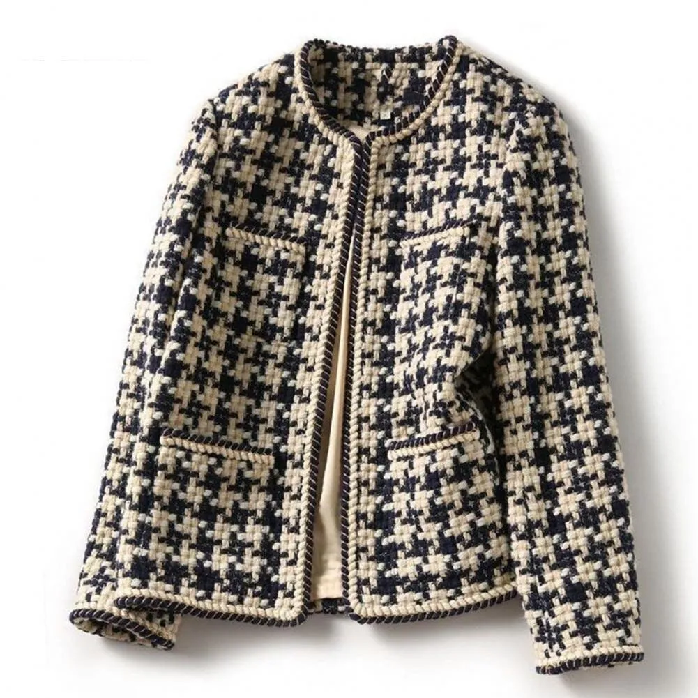 Grid Plaid Tweed Jacket Women