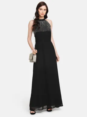 Halter Neck Embellished Maxi Dress