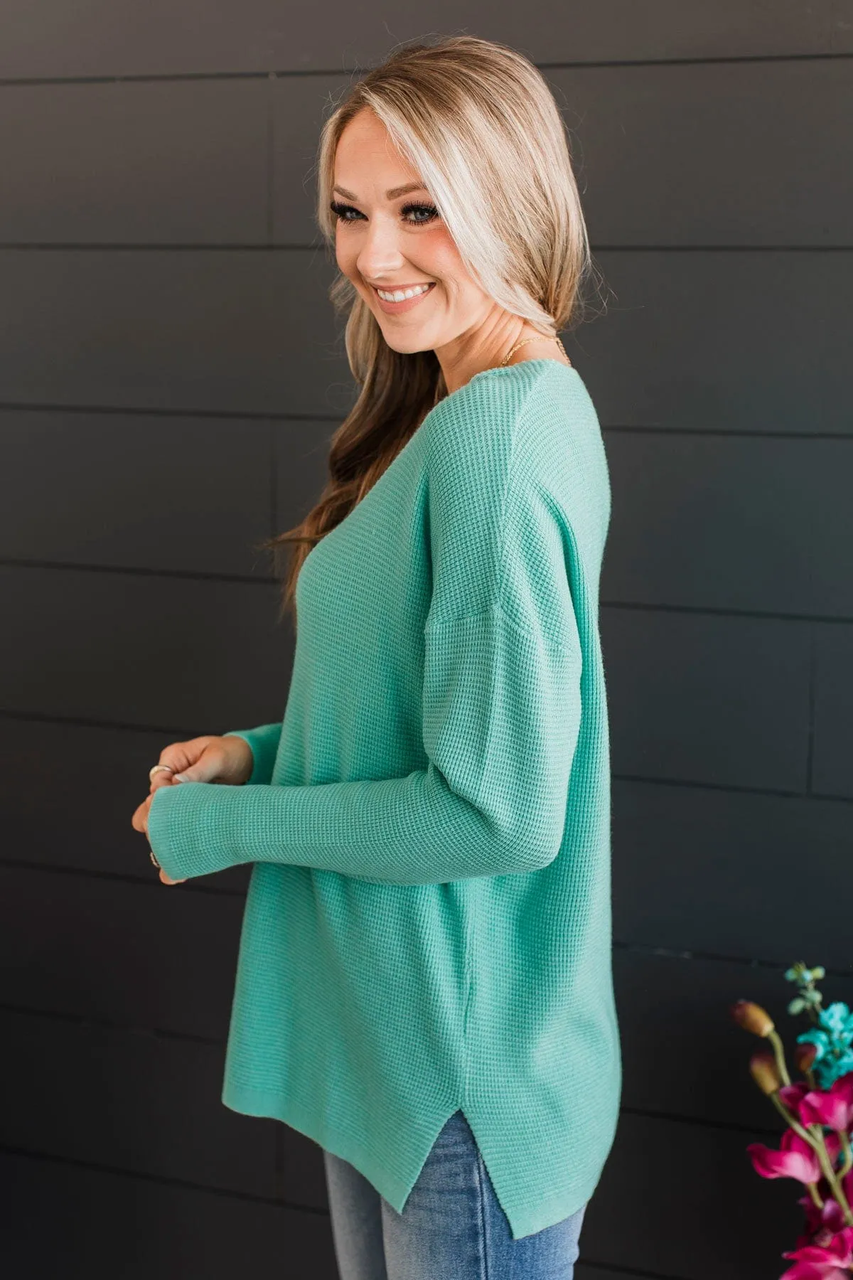 Here Together V-Neck Sweater- Mint