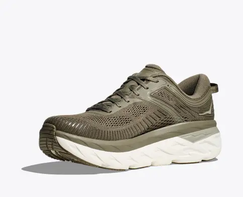 Hoka Men’s Bondi 7 Athletic Shoes-Olive Haze/White