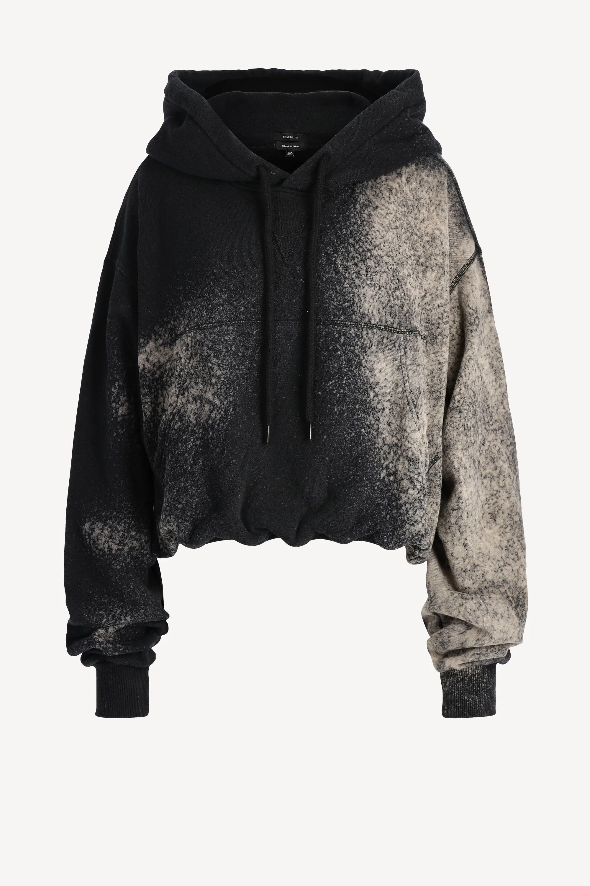 Hoodie Balloon Popover in Bleached Black