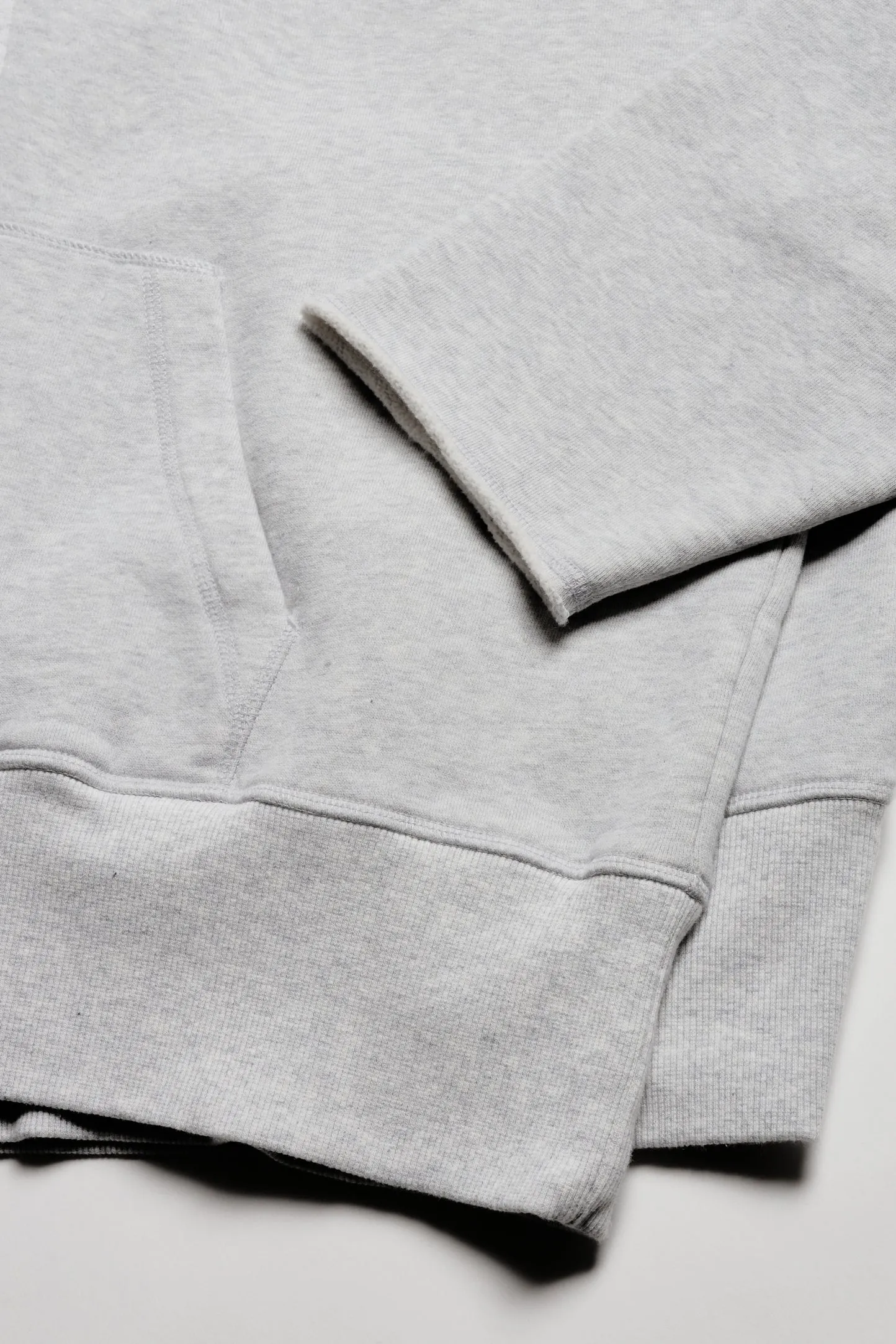 Hoodie Open Seam in Melange Grey