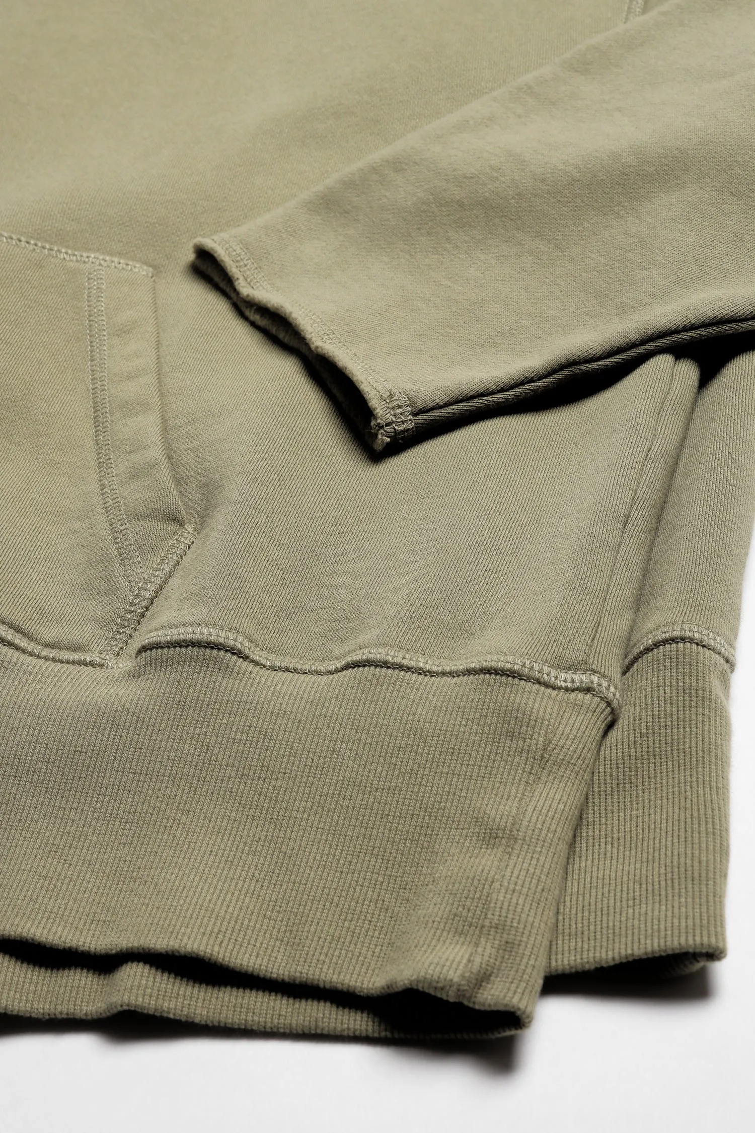 Hoodie Open Seam in Oliv