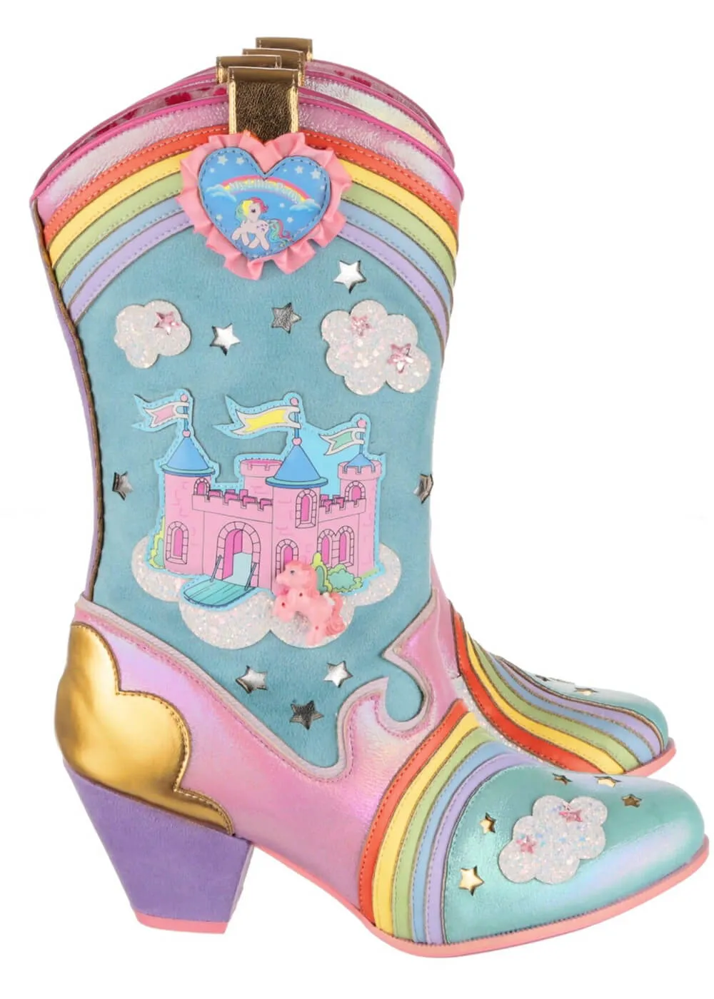 Irregular Choice x My Little Pony Rainbow Bridge Cowboy Boots Blue Pink