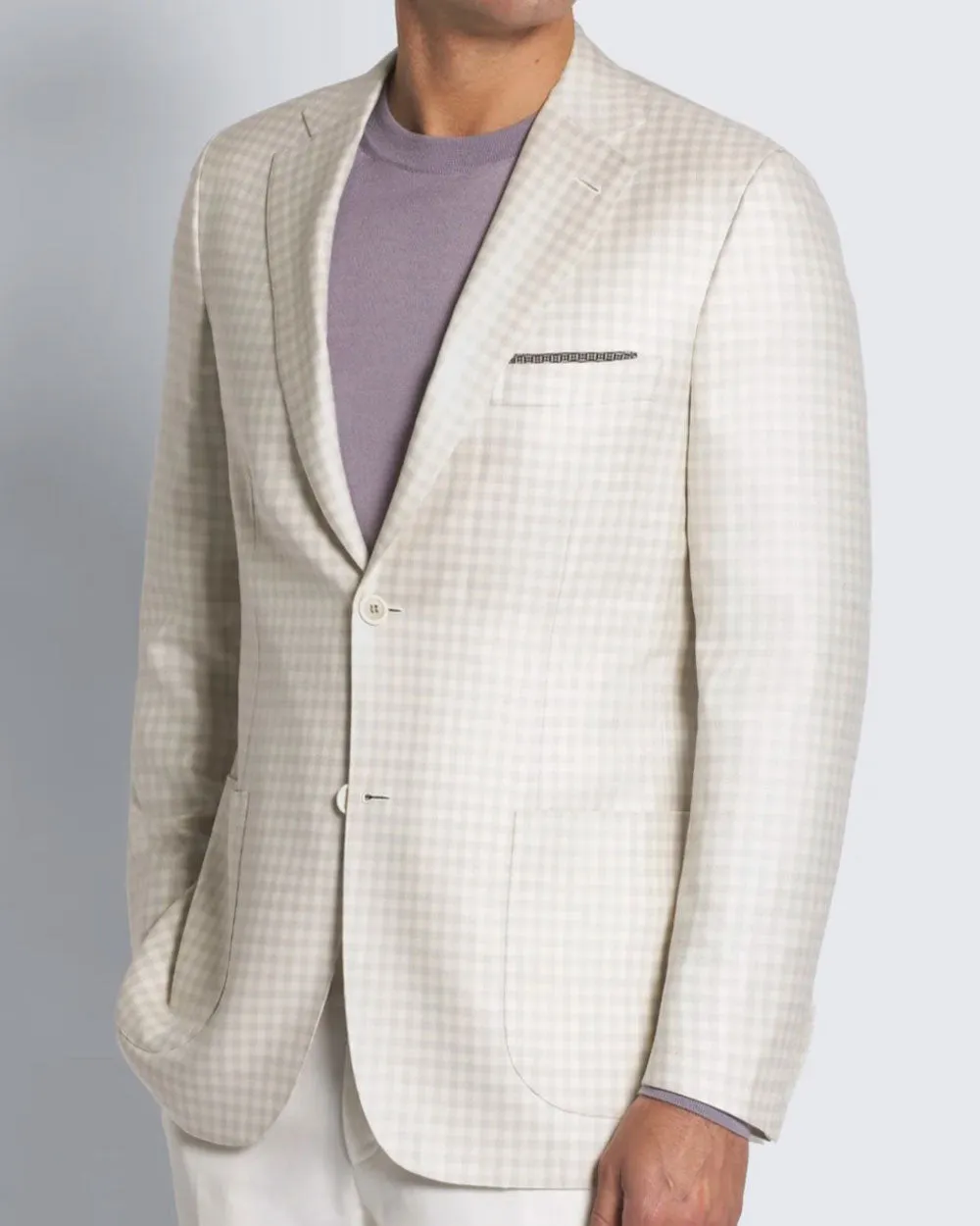 Ivory and Grey Checked Sportcoat