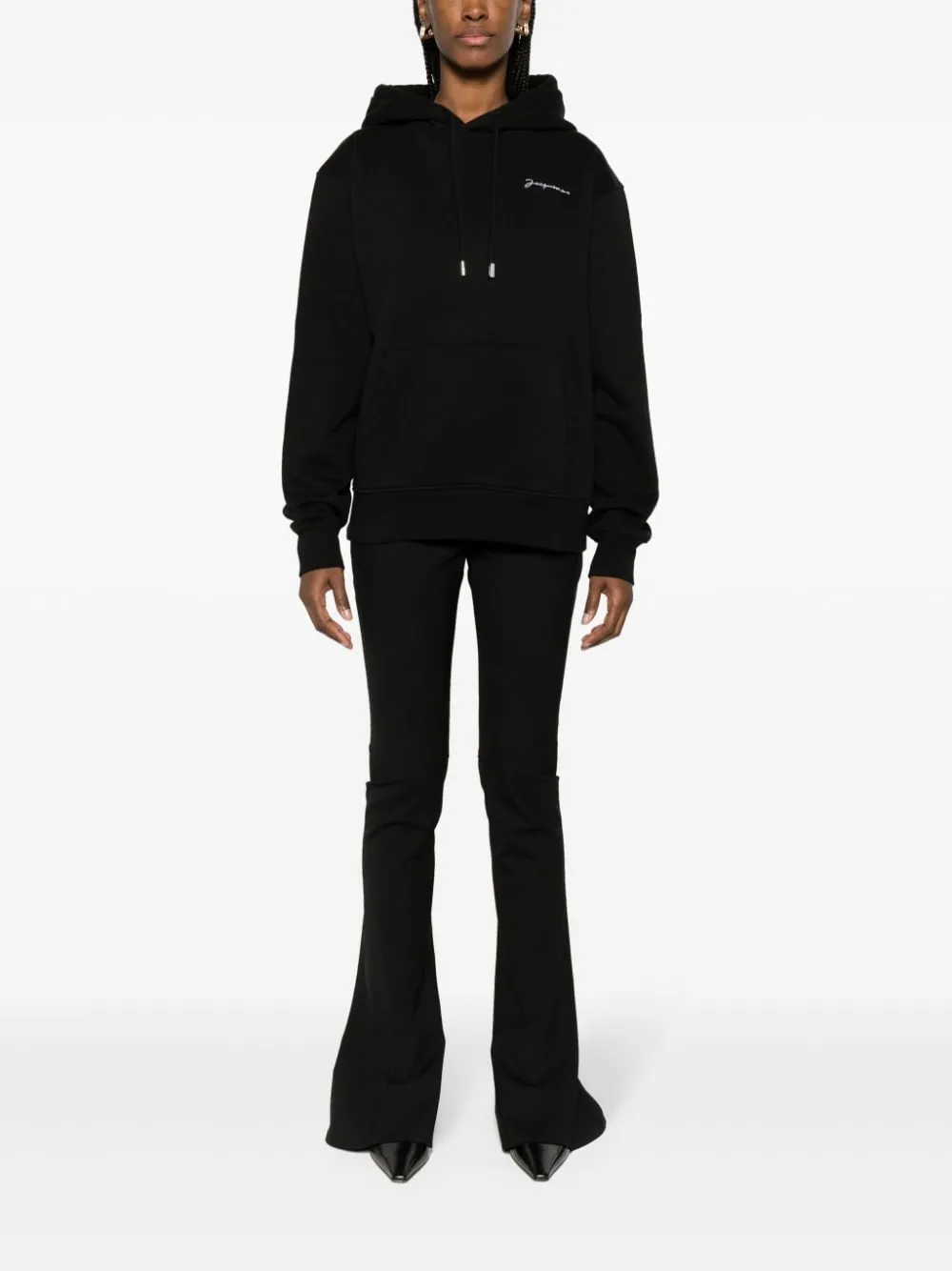 Jacquemus Hoodie noir à logo brodé