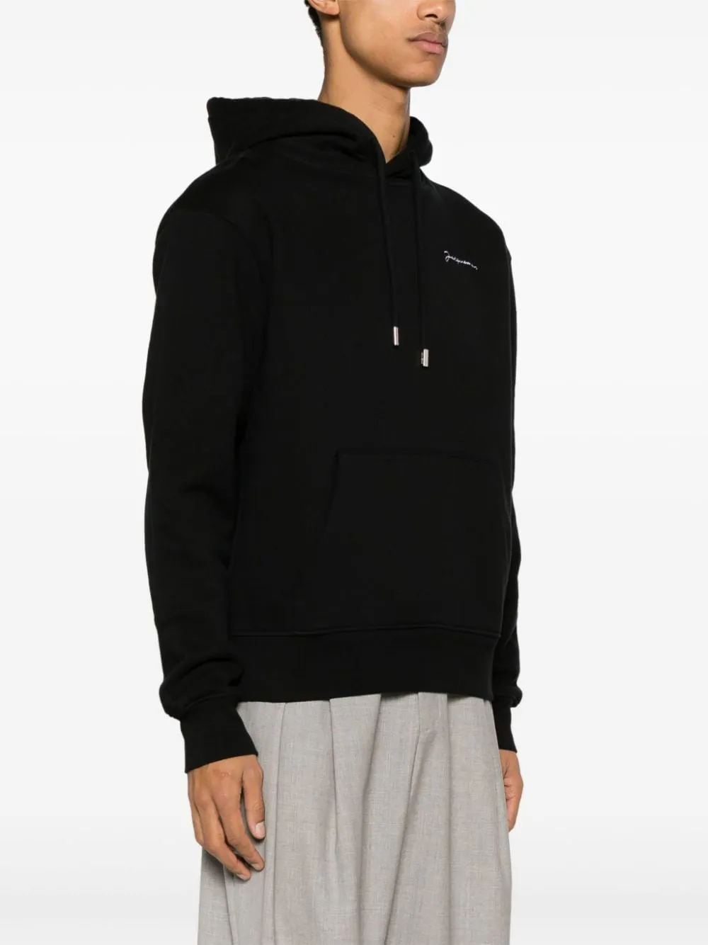 Jacquemus Hoodie noir à logo brodé