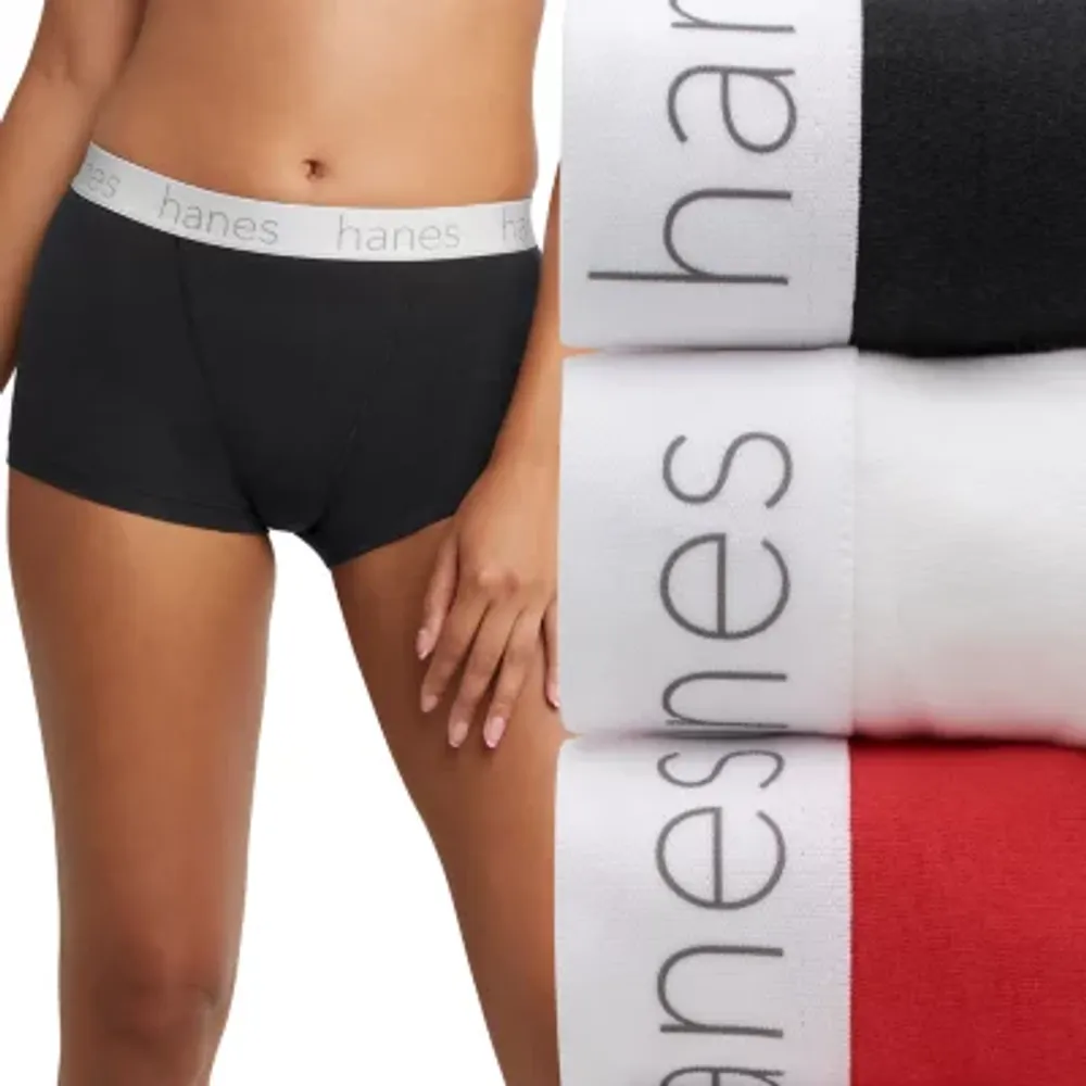 JCPenney Hanes Originals Ultimate Cotton Stretch Women’s Boyshort Underwear Pack, 3-Pack 45UOBB