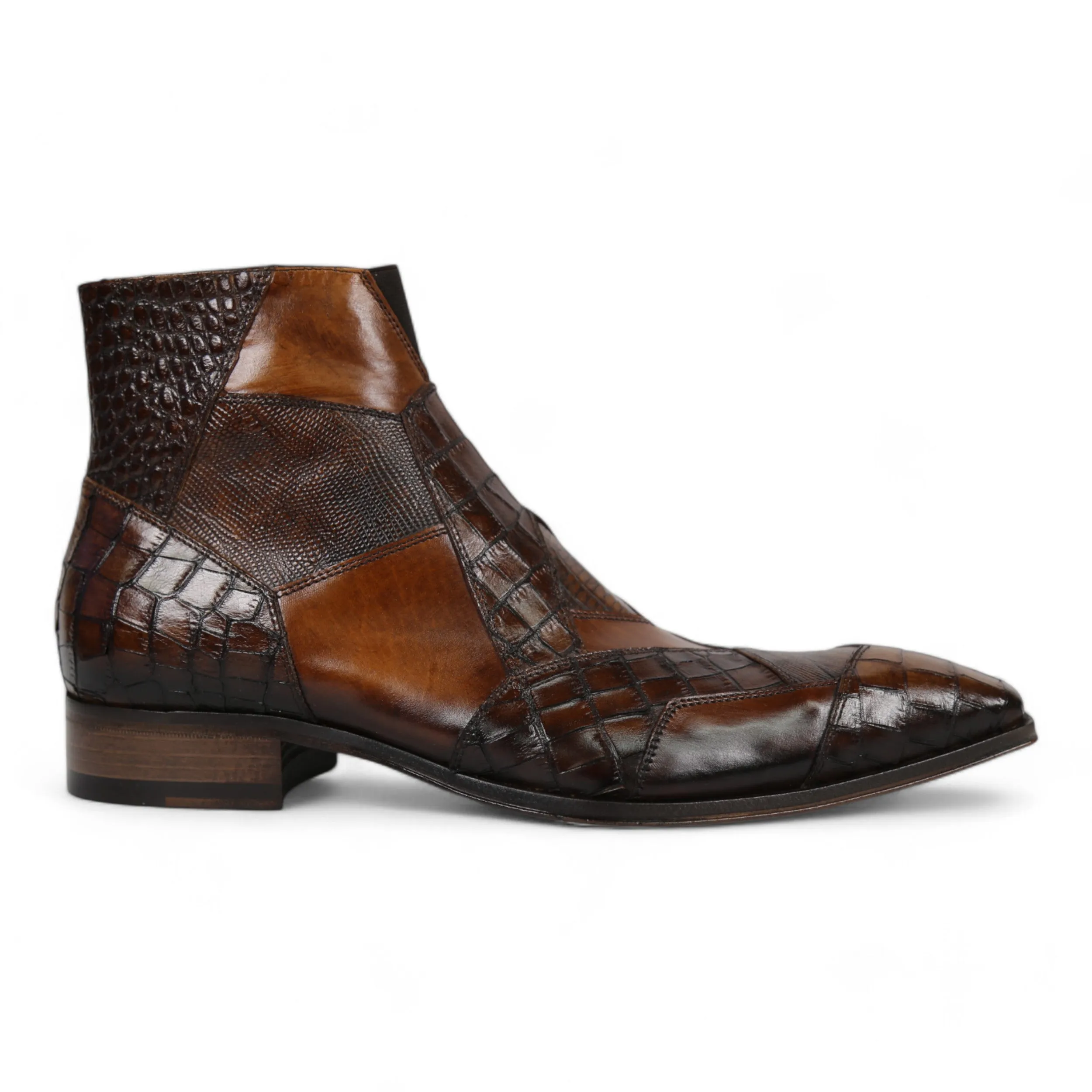 Jo Ghost 2030 Men's Shoes Brown Lizard & Crocodile Print / Calf-Skin Leather Boots (JG5330)