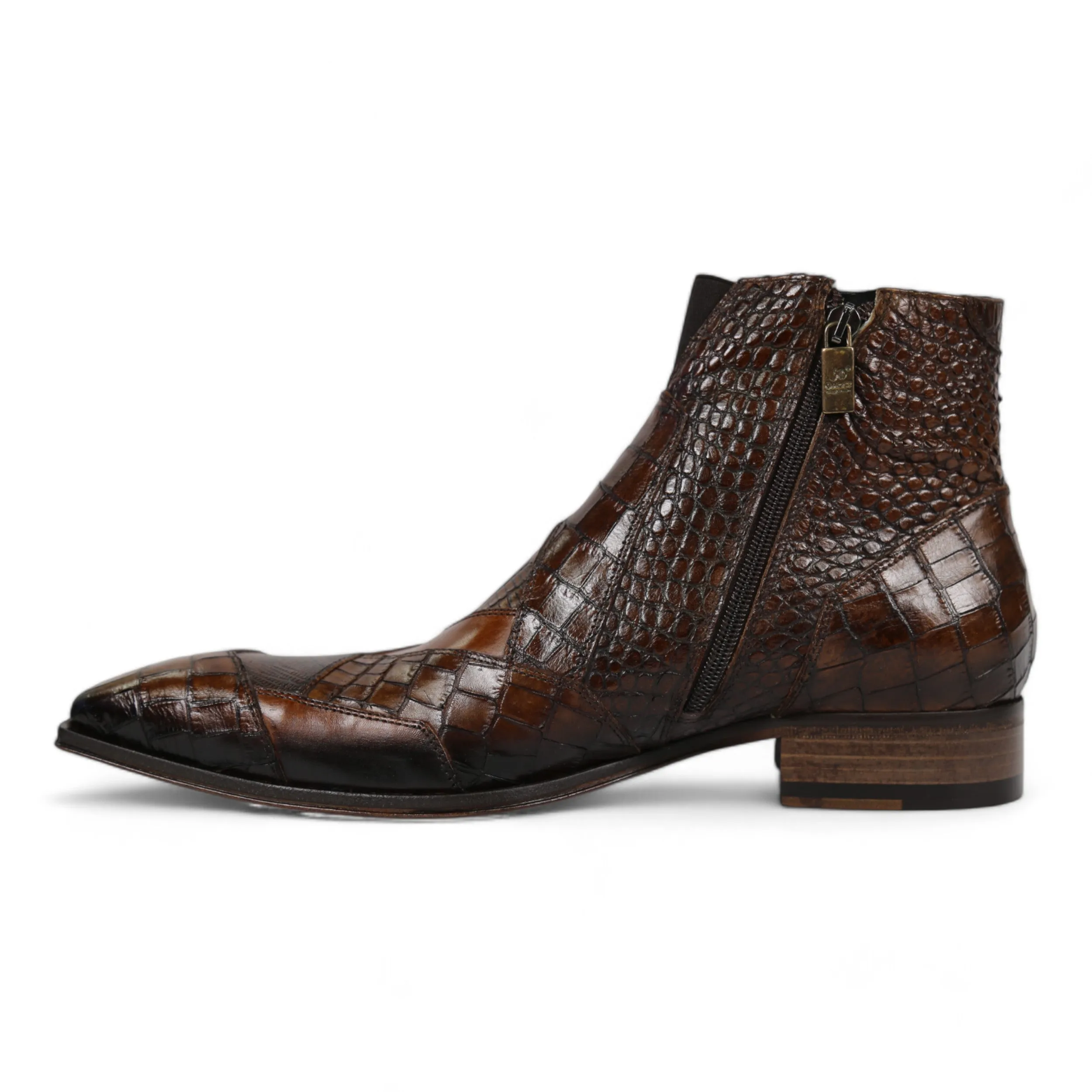 Jo Ghost 2030 Men's Shoes Brown Lizard & Crocodile Print / Calf-Skin Leather Boots (JG5330)