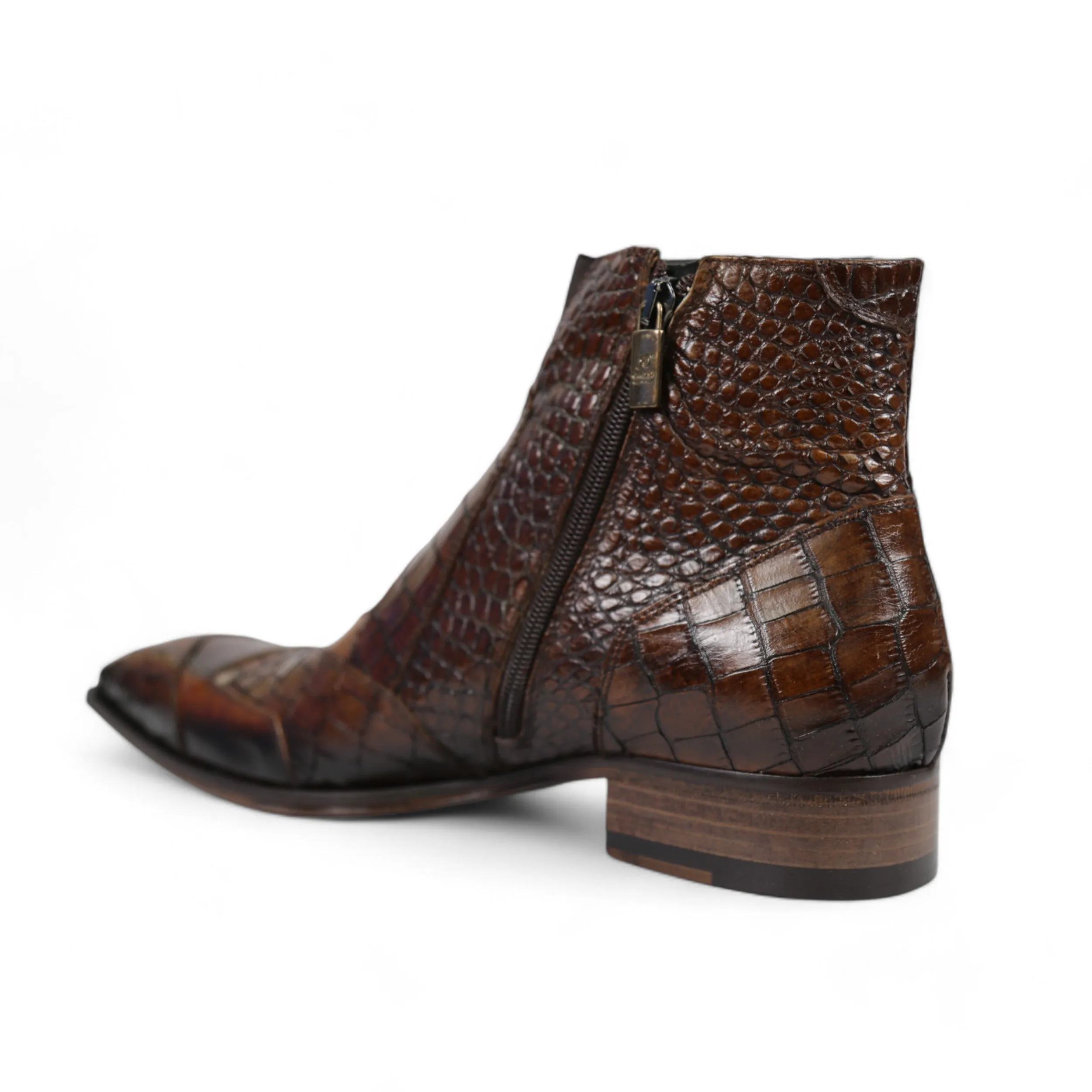 Jo Ghost 2030 Men's Shoes Brown Lizard & Crocodile Print / Calf-Skin Leather Boots (JG5330)