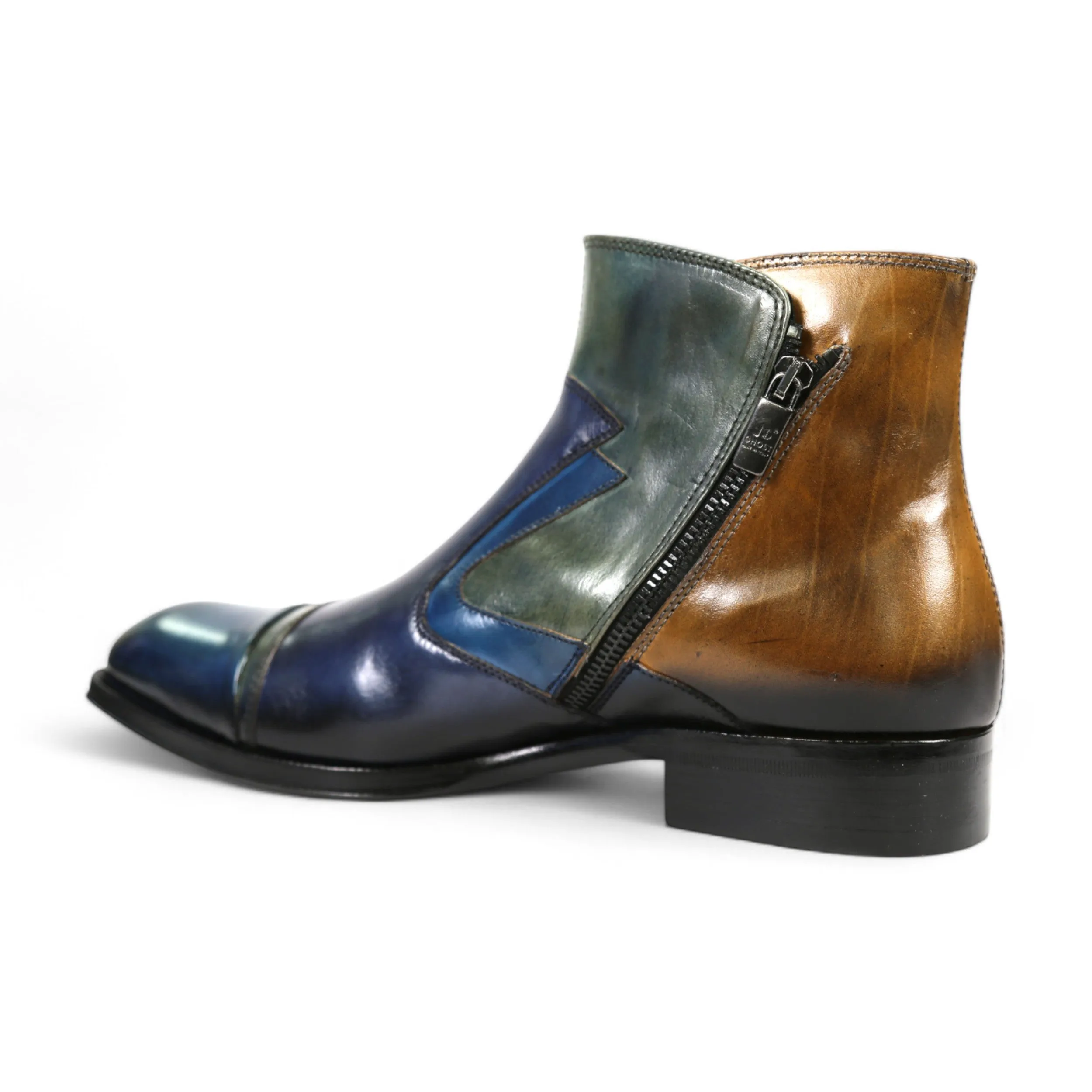 Jo Ghost 4761 Men's Shoes Multi-Color Calf-Skin Leather Pitched Ankle Boots (JG5338)