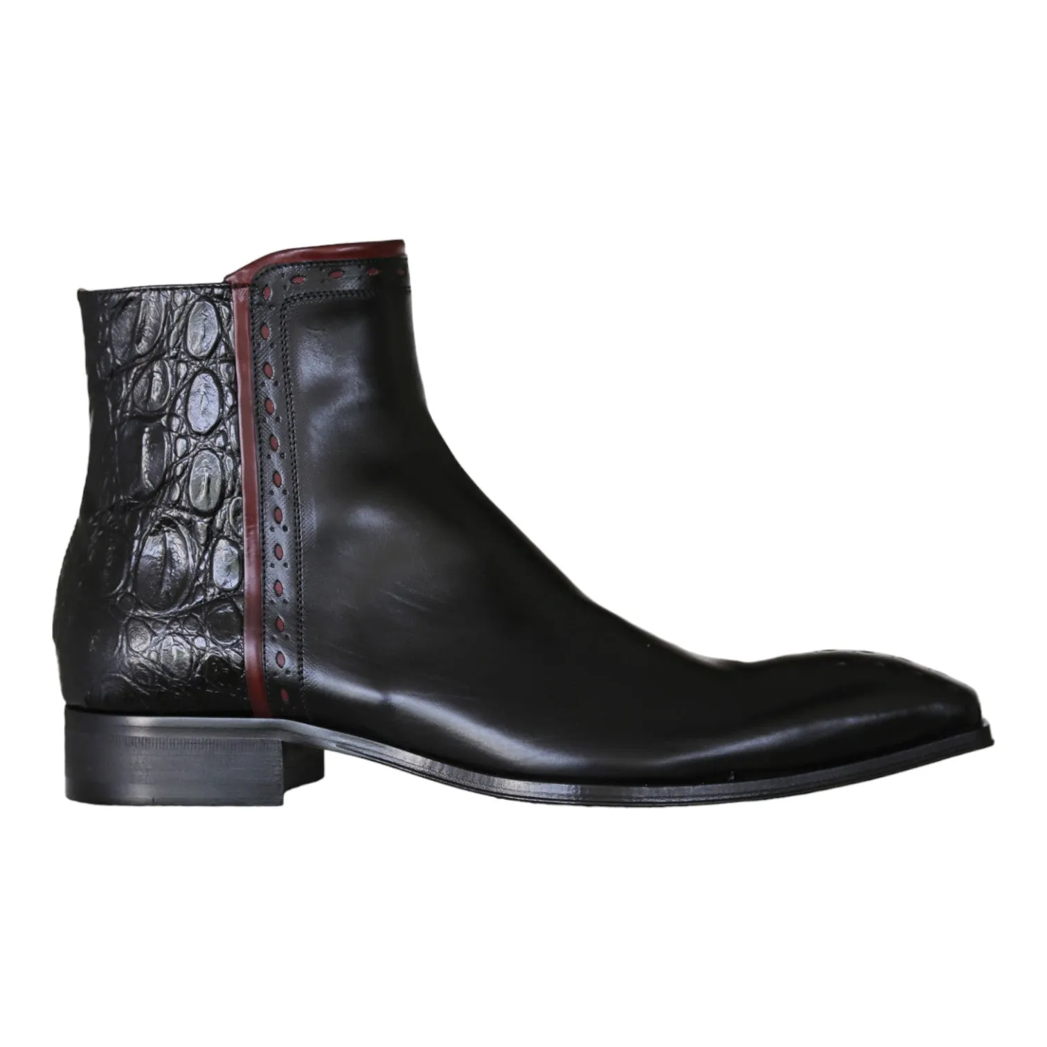 Jo Ghost 4989 Men's Shoes Black Crocodile Print / Calf-Skin Leather Boots (JG5363)