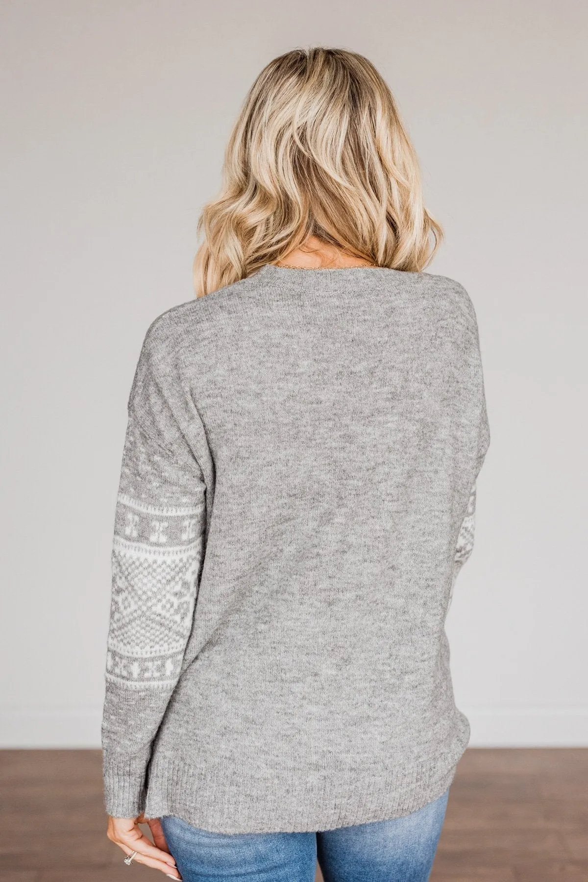 Jolly Spirits Knit Sweater- Grey & White