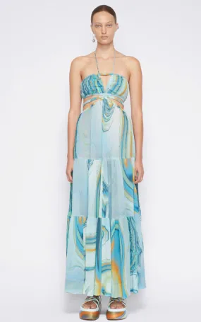 Jonathan Simkhai - Shailene Marble Printed Laurel Cut Out Maxi Dress - Laguna Marble