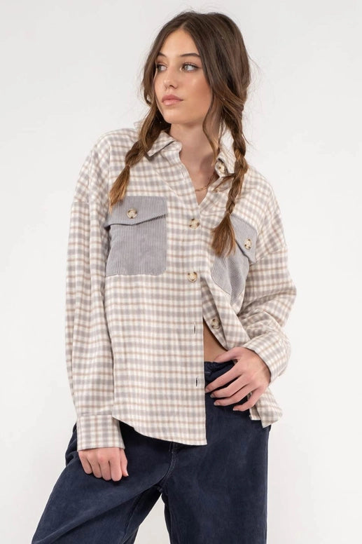 Karley Plaid Contrast Shacket