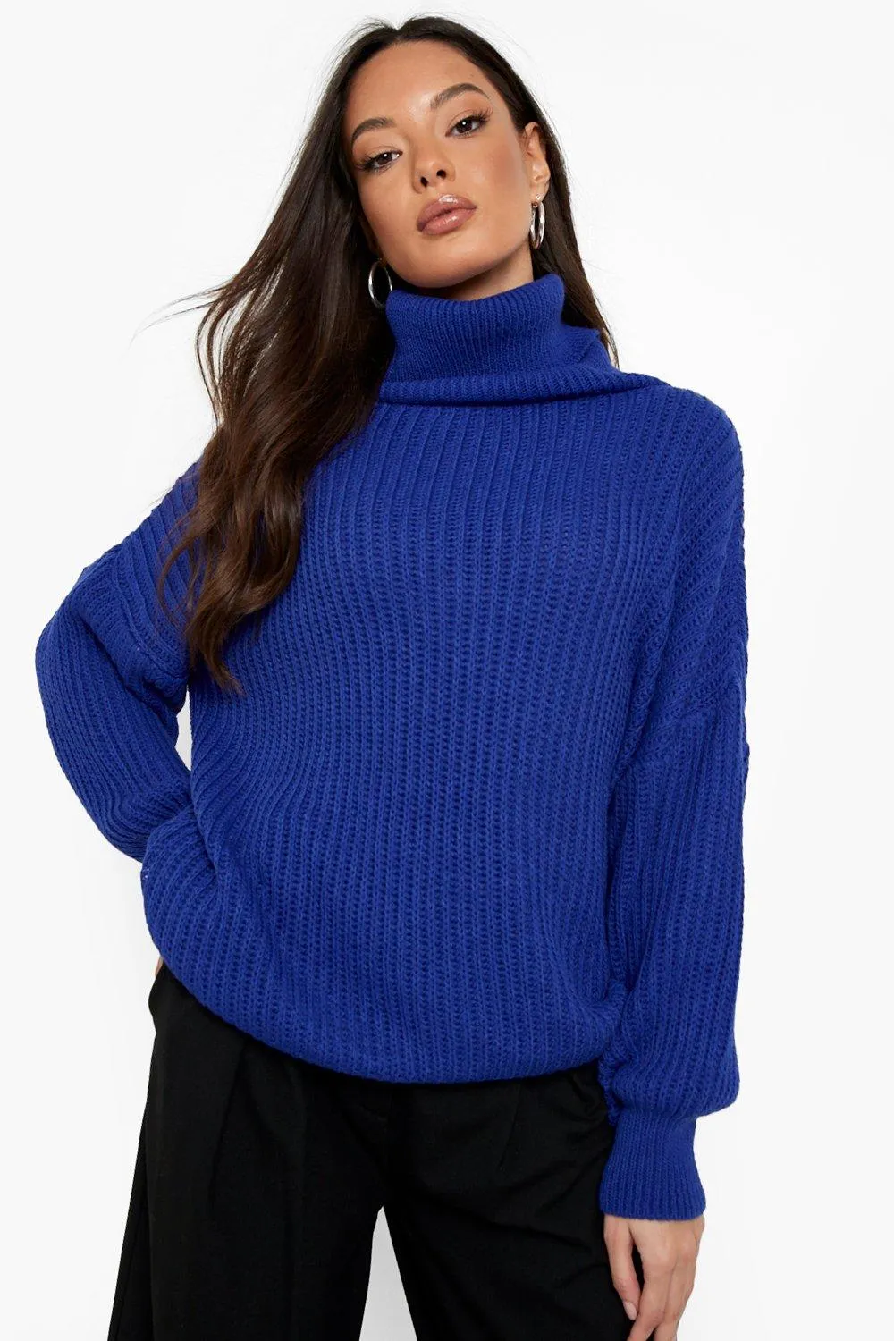 Knitted Turtleneck Balloon Sleeve Sweater