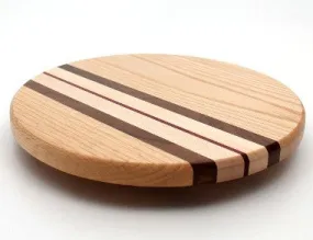 Lazy Susan with Stripes in Oak - Size 12 inch