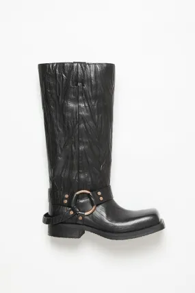 Leather buckle boots