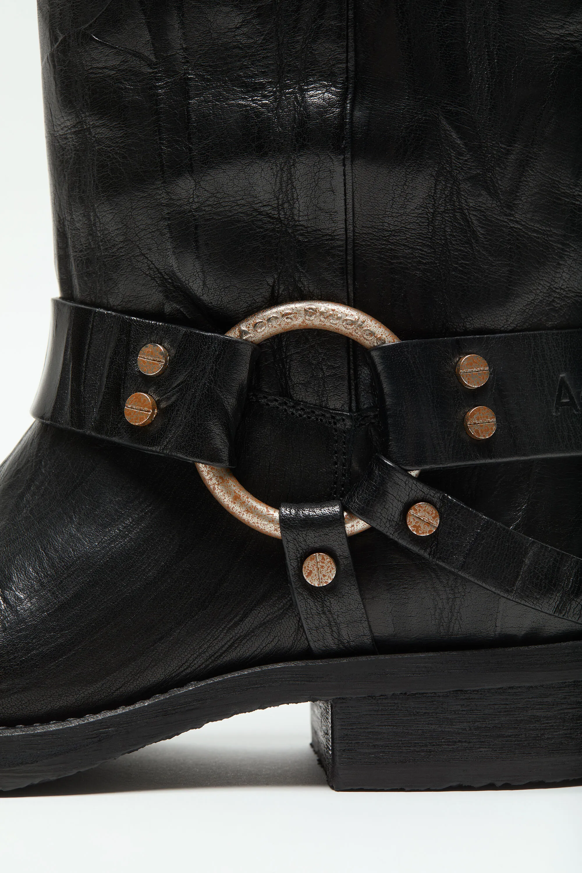 Leather buckle boots