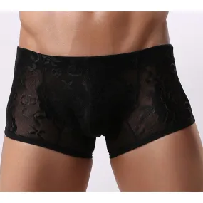 M-XL Men Underwear Pants Transparent Lace Sexy Low Waist Breathable Boxer SM6