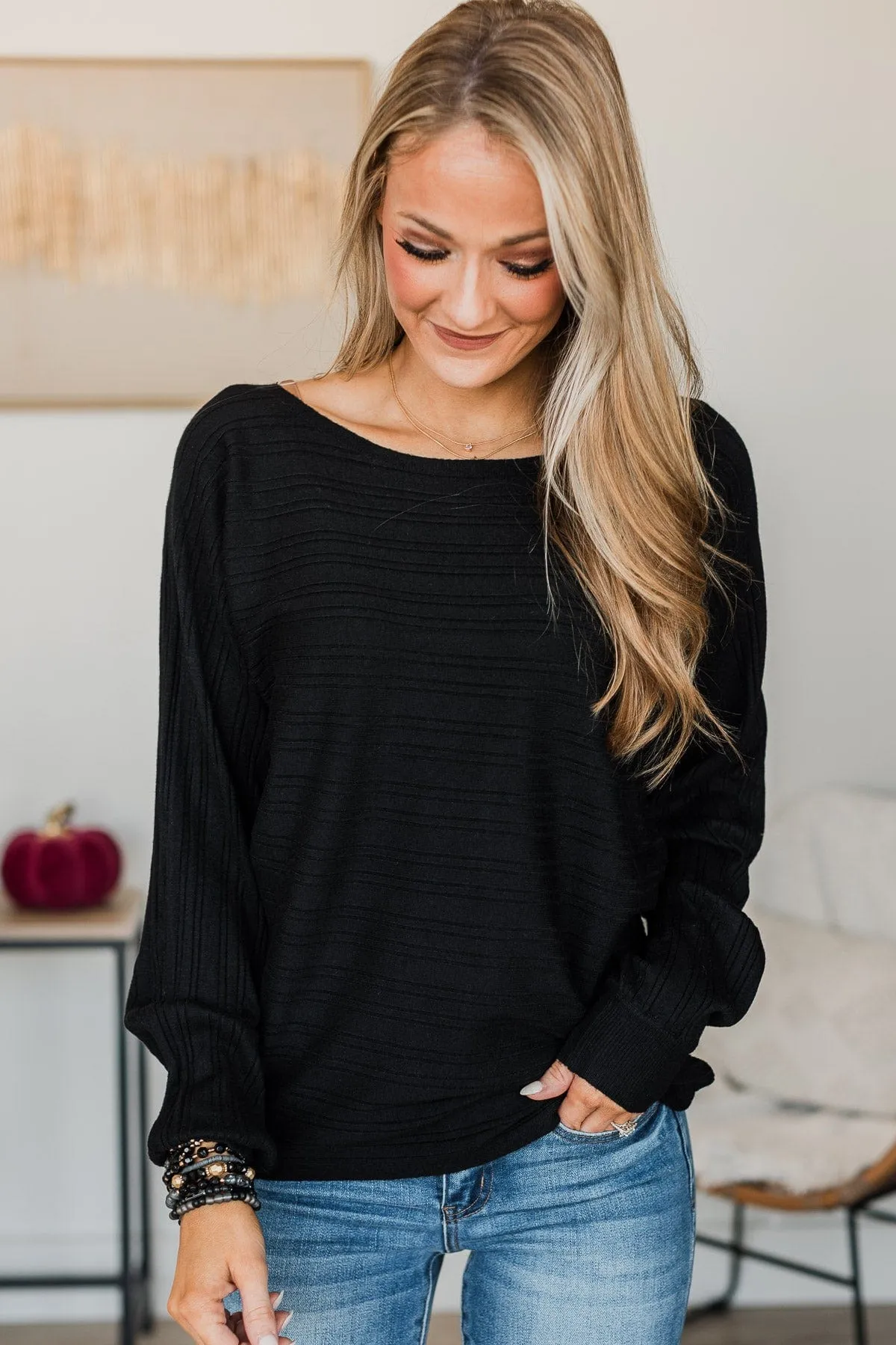 Make It Matter Knit Sweater- Black