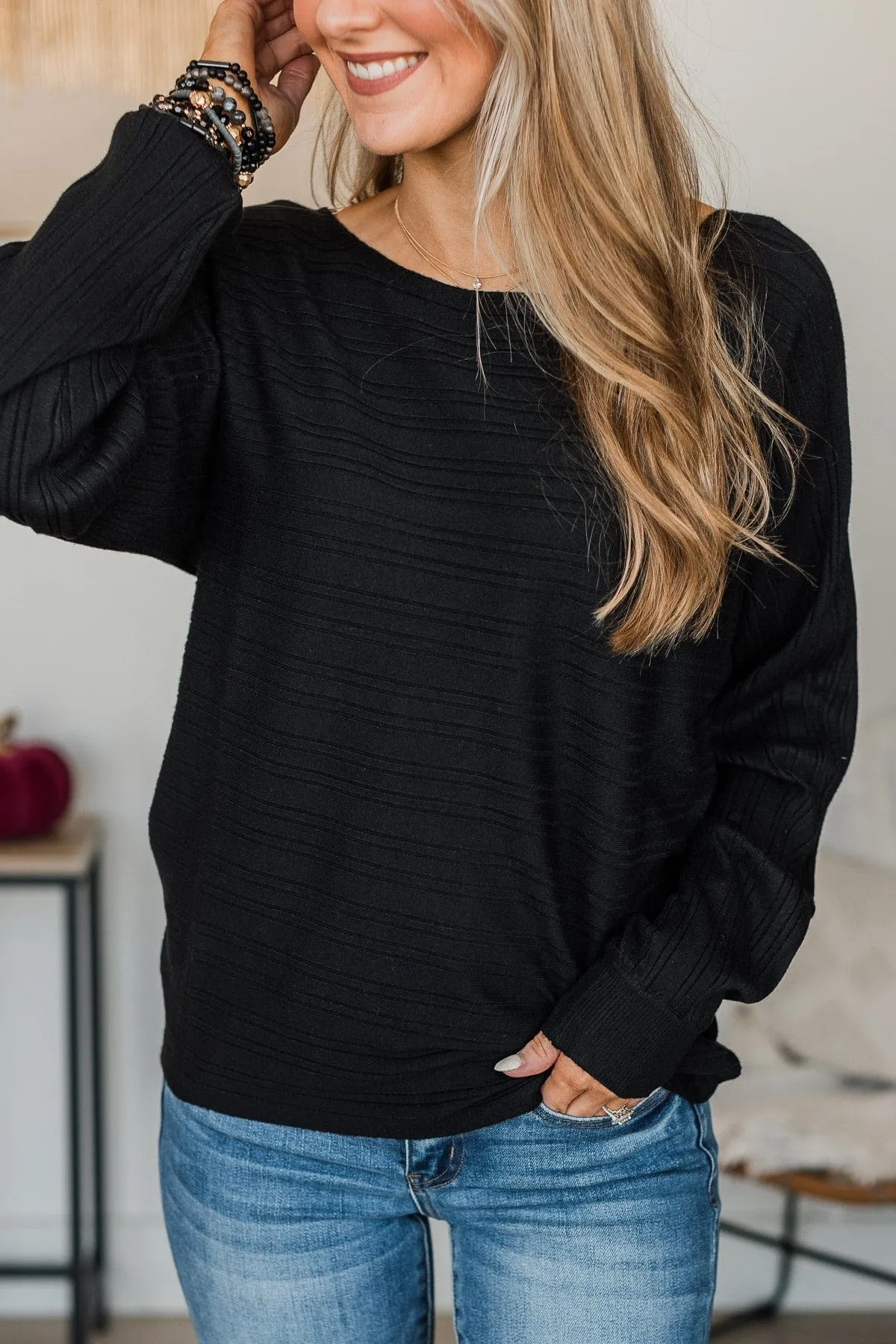 Make It Matter Knit Sweater- Black