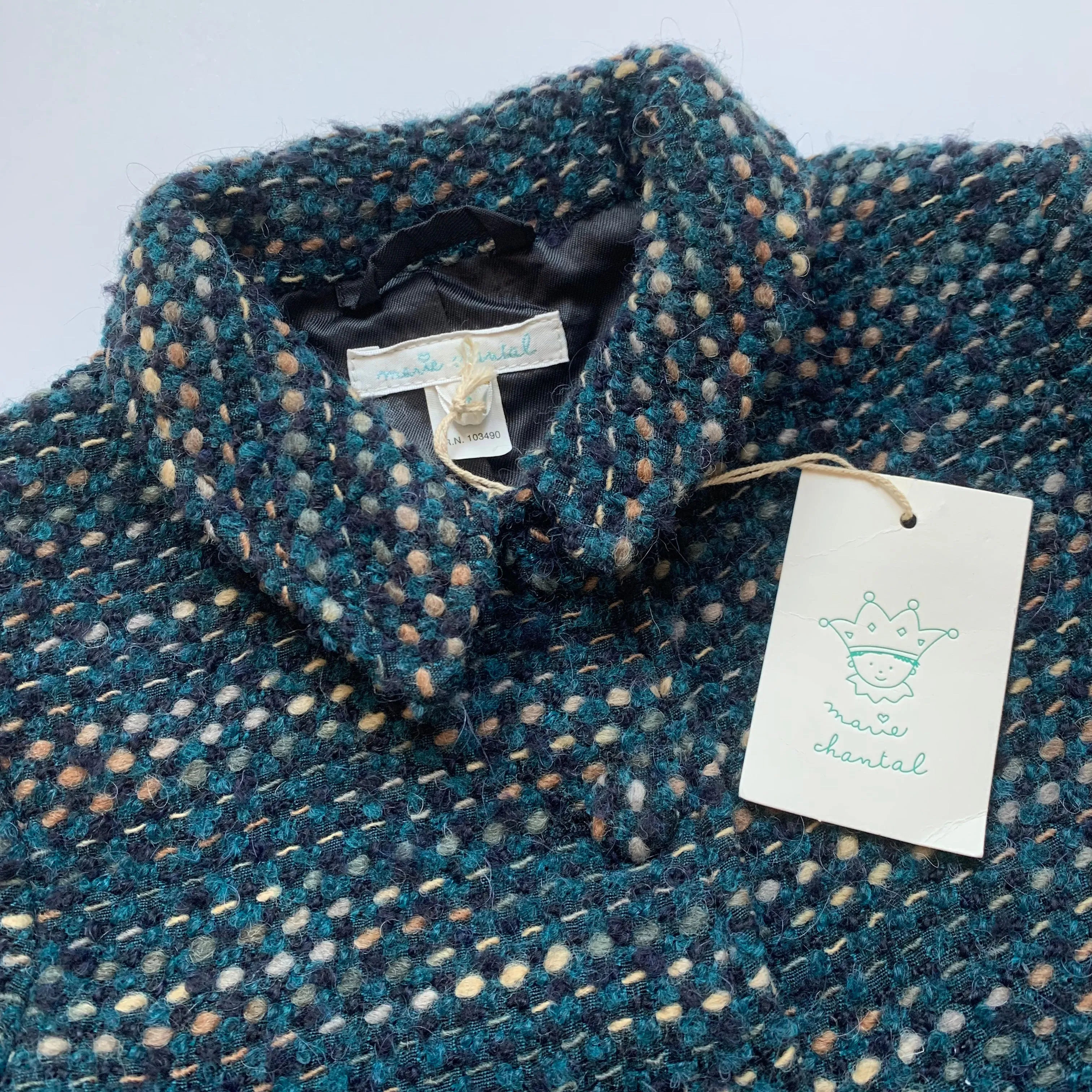 Marie-Chantal Petrol Blue Tweed Jacket: 4 Years (Brand New)