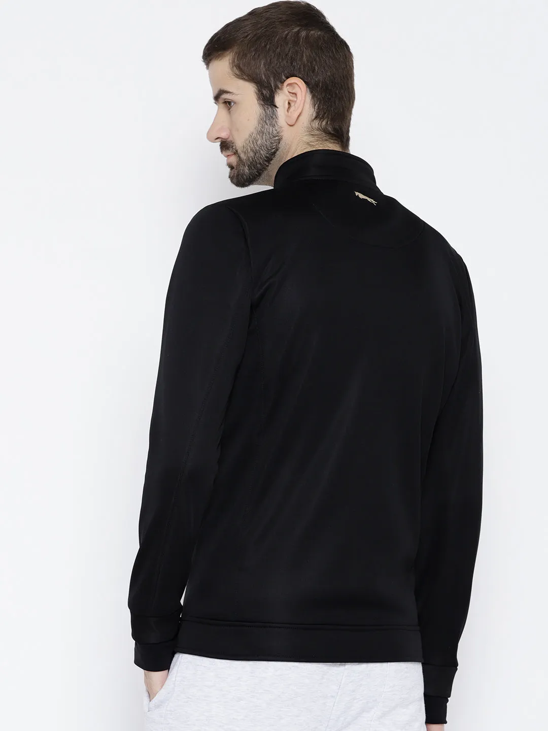 Men Black Solid Open Front Jacket