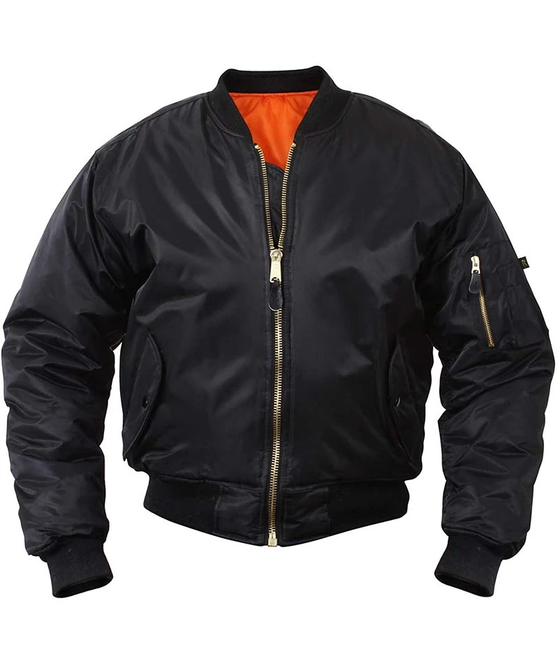 Men's Black Lightweight Bomber Flight Jacket