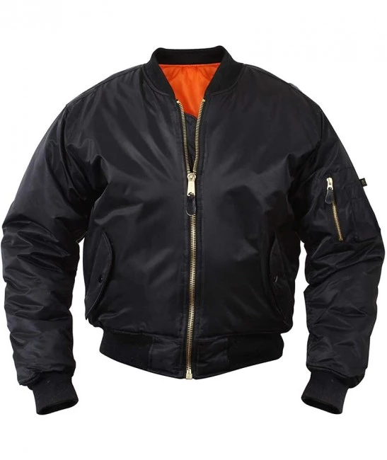 Men's Black Lightweight Bomber Flight Jacket