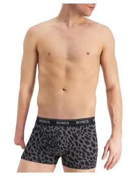 Mens Bonds Guyfront Trunks Underwear Grey Leopard Print