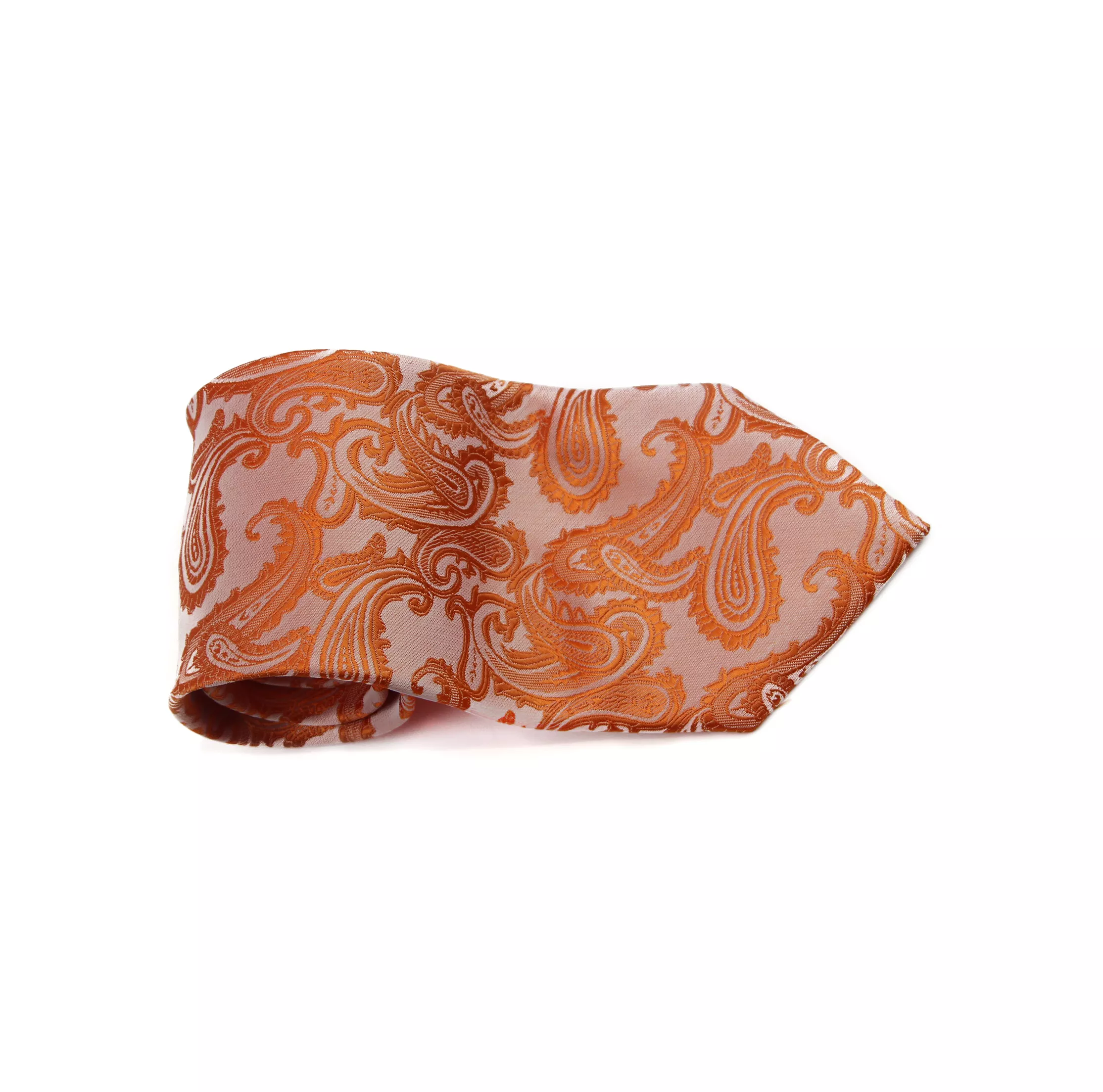 Mens Orange Paisley Patterned Neck Tie