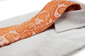 Mens Orange Paisley Patterned Neck Tie