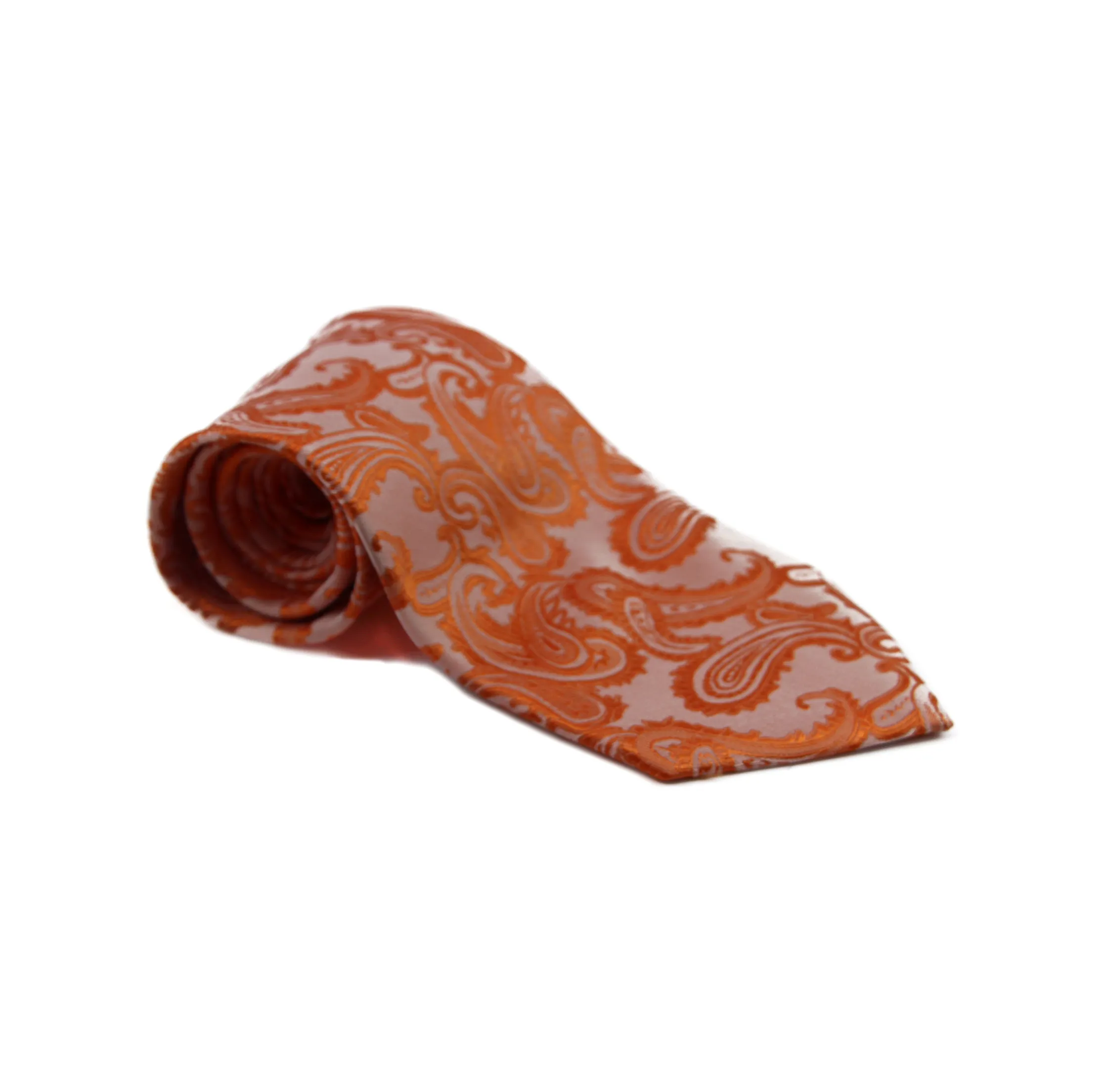 Mens Orange Paisley Patterned Neck Tie