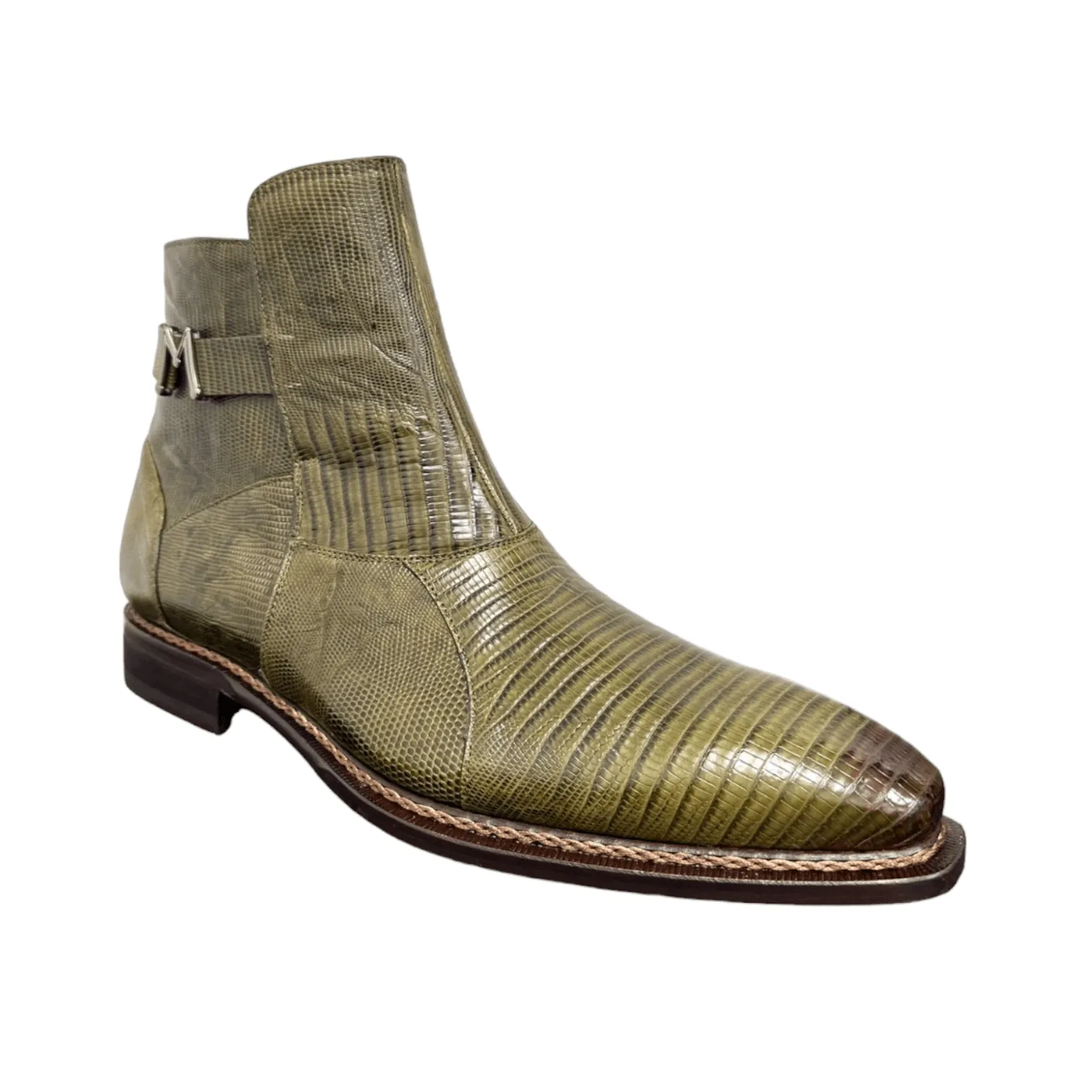 Mezlan Peninsula 4963-L Men's Shoes Olive Exotic Lizard-Skin Ankle Boots (MZS3687)