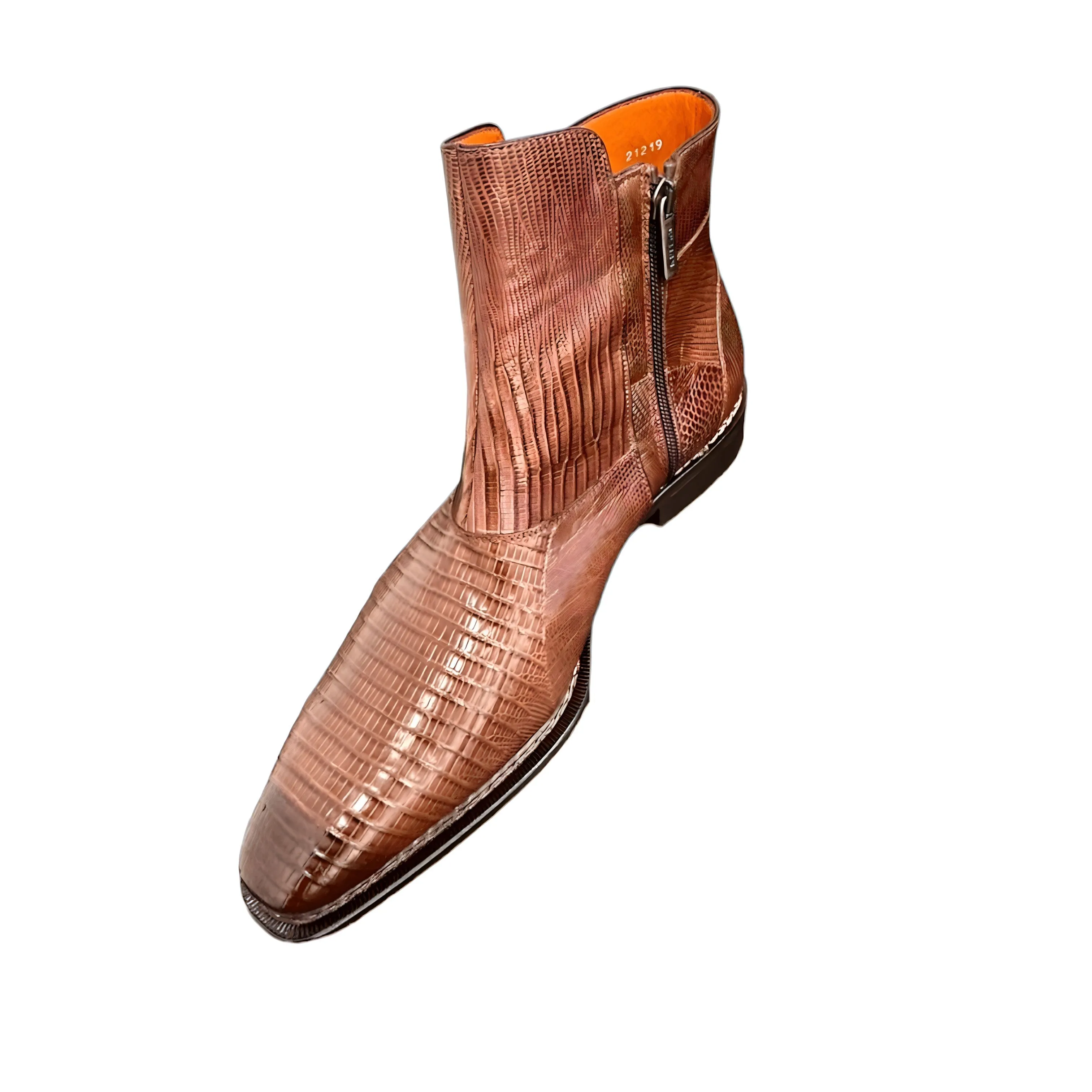 Mezlan Peninsula 4963-L Men's Shoes Tan Exotic Lizard-Skin Ankle Boots (MZS3688)